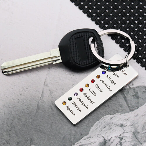 custom engraved keyrings suppliers wholesale personalized family name engraved stainless steel keychains with birthstone manufacturers